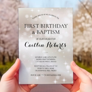 Gold Stars 1st Birthday en Baptism Christening Kaart