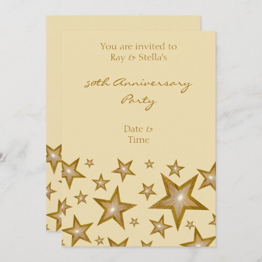 Gold Stars '50e Jubileum' verticale crème Kaart (Voorkant / Achterkant)