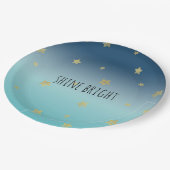 Gold Stars Aqua Blue Ombre gepersonaliseerde prijs Papieren Bordje (Gekanteld)