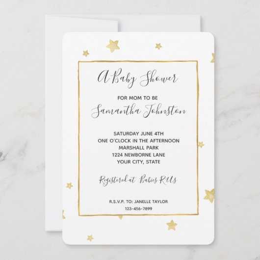 Gold Stars Baby shower Kaart (Achterkant)