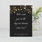 Gold Stars & Black Modern Wedding Invitations (Debout devant)