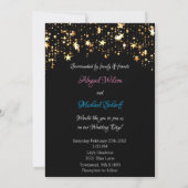 Gold Stars & Black Modern Wedding Invitations (Dos)