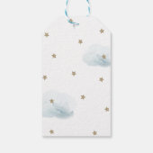 Gold Stars & Blue Clouds Baby shower Hartelijk dan Cadeaulabel (Achterkant)