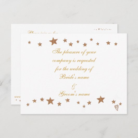 Gold Stars Border Wedding Invitation Briefkaarten (Voorkant / Achterkant)