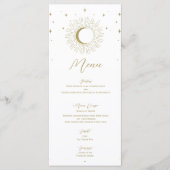 Gold Stars Celestial Sunburst Moon Wedding Menu (Voorkant)