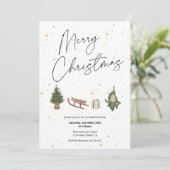 Gold Stars Christmas Invitation (Debout devant)