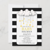 Gold Stars Cloud Black + White Neutral Baby shower Kaart (Voorkant)