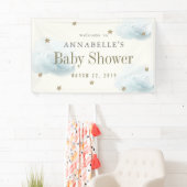 Gold Stars & Clouds Baby shower Banner (Insitu)