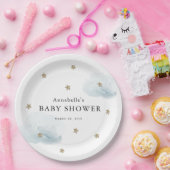 Gold Stars & Clouds Baby shower Papier Bord (Feest)