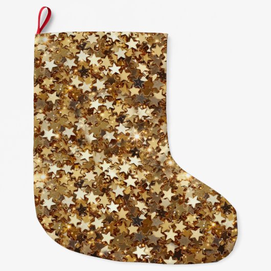 Gold Stars Confetti Grote Kerstsok (Voorkant)