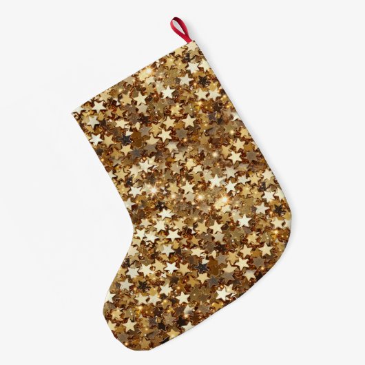 Gold Stars Confetti Grote Kerstsok (Achterkant (Hangend))