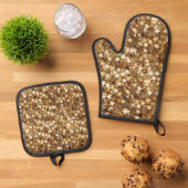 Gold Stars Confetti Ovenwant & Pannenlap Set (Top down)