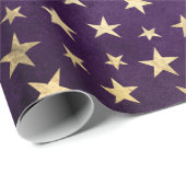 Gold Stars en Moons op Paars Cadeaupapier (Rol Hoek)