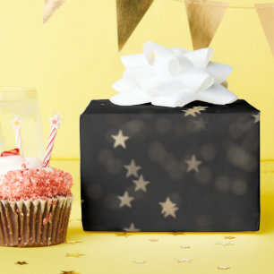 Gold Stars en Stippen op zwart Cadeaupapier