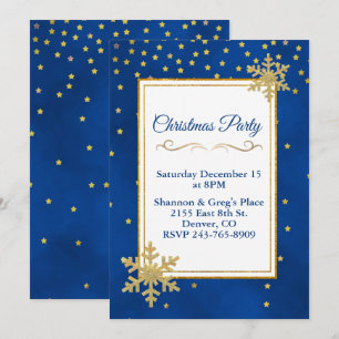 Gold Stars et Snowflakes Invitation de fête de vac