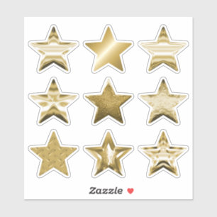 Gold Stars Faux Metallic Set de 9 Sticker