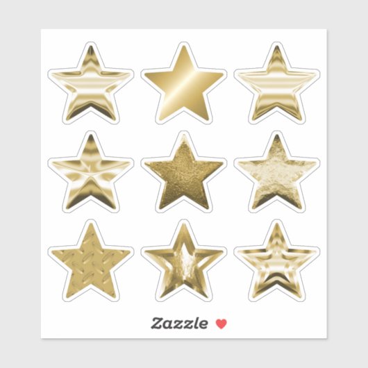 Gold Stars Faux Metallic Set de 9 Sticker (Feuille)