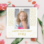 Gold Stars Faux Parties scintillant Birthday Kids<br><div class="desc">Gold Stars Faux Parties scintillant Enfants Anniversaire Girl Photo Napkins. Les serviettes ont des étoiles dorées et des points de parties scintillant faux. Serviettes de fête d'anniversaire mignonnes pour vos amis et votre famille. Téléchargez votre photo et personnalisez les serviettes avec votre nom et votre texte.</div>