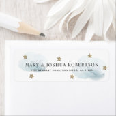 Gold Stars & Fluffy Clouds Étiquette de adresse (En situation)