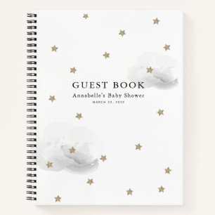 Gold Stars & Grey Clouds Baby shower Livre d'invit
