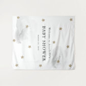 Gold Stars & Grey Clouds Baby shower Tapestry Wandkleed (Voorkant (horizontaal))