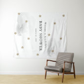 Gold Stars & Grey Clouds Baby shower Tapestry Wandkleed (In Situ (horizontaal))