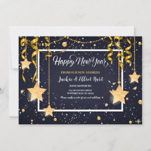 Gold Stars Happy New Year Bewegende Aankondiging