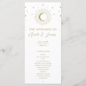 Gold Stars Hemelse Sunburst Maan Wedding Programma (Voorkant)