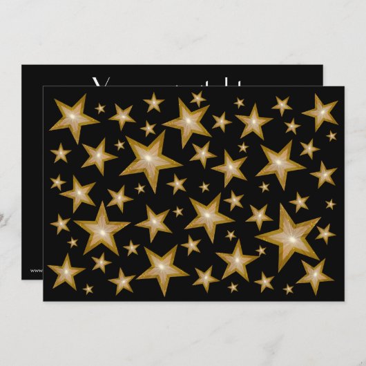 Gold Stars invitation noir (Devant / Derrière)