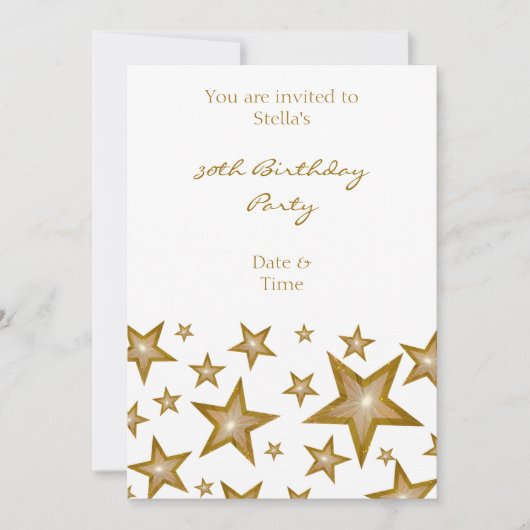 Gold Stars invitation vertical blanc (Devant)