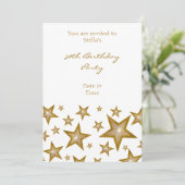 Gold Stars invitation vertical blanc (Debout devant)