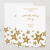 Gold Stars invitation vertical blanc (Devant / Derrière)