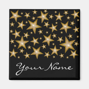 Gold Stars "Jouw naam" koelkast magneet zwart