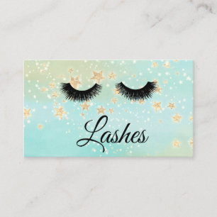 *~* Gold Stars Lashes Extensions Girly Glitter Visitekaartje