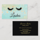 *~* Gold Stars Lashes Extensions Girly Glitter Visitekaartje (Voorkant / Achterkant)