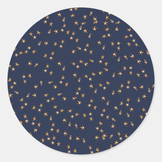 Gold Stars Midnight Blue Classic Round Sticker (Voorkant)