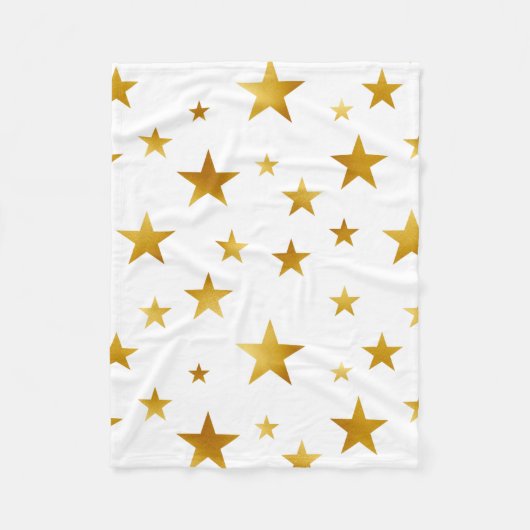 Gold Stars Modern White Fleece Deken (Voorkant)