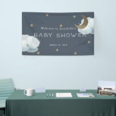 Gold Stars Moon Cloud Navy Bannière Baby shower bl (Salon professionnel)
