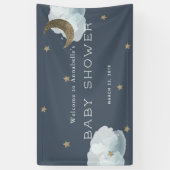 Gold Stars Moon Cloud Navy Bannière Baby shower bl (Vertical)