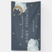 Gold Stars Moon Cloud Navy Bannière Baby shower bl (Vertical)