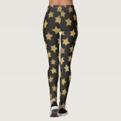 Gold Stars Motif Black Leggings Femmes (Dos)