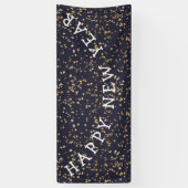 Gold Stars Navy Blue Gelukkig Nieuwjaar Spandoek (Verticaal)