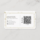 Gold Stars Night Celestial Sunburst Moon QR Visitekaartje (Achterkant)