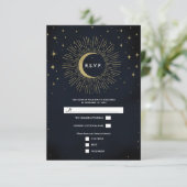 Gold Stars Night Celestial Sunburst Moon RSVP (Debout devant)