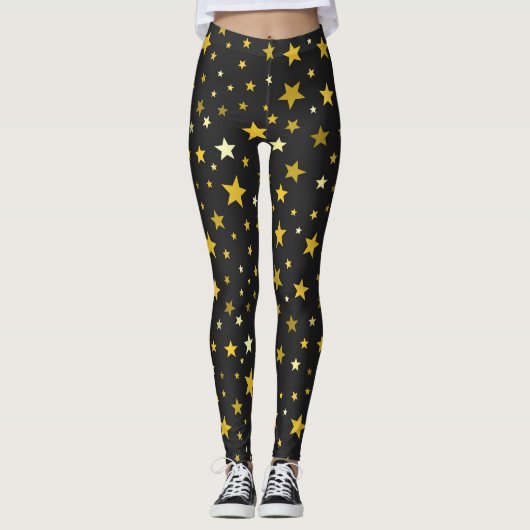 Gold stars noir Leggings (Devant)