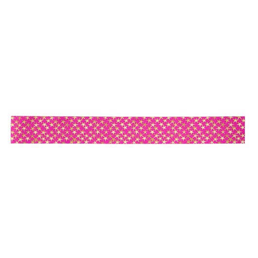 Gold Stars op Fuchsia Pink Lint (Voorkant)