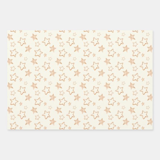 Gold Stars op Ivory Inpakpapier Vel (Voorkant 3)