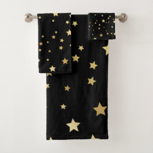 Gold Stars op zwarte achtergrond Bad Handdoek