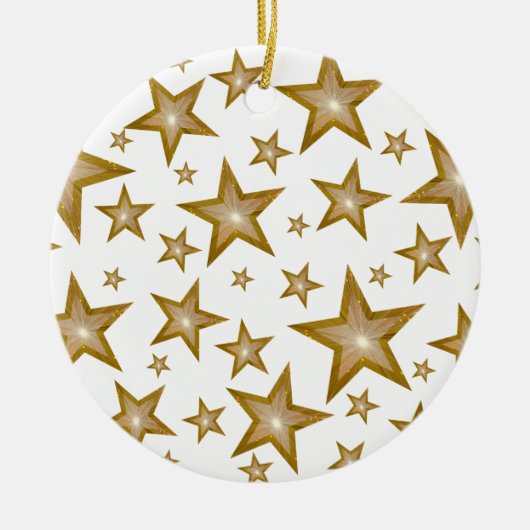 Gold Stars ornament round white (Voorkant)