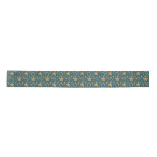 Gold Stars Patroon op Blue Night Sky Elegant Lint (Voorkant)